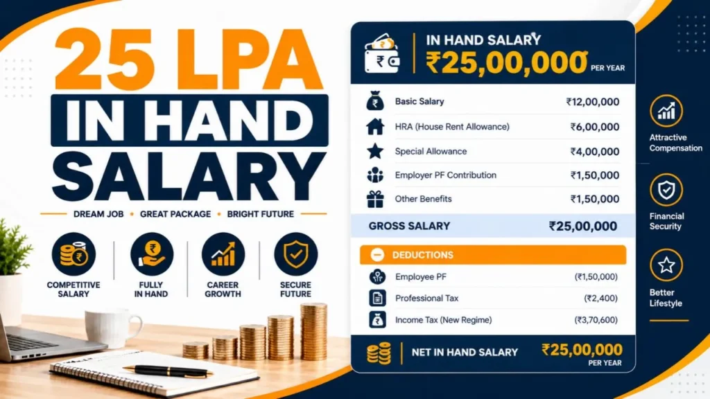 25 LPA In Hand Salary: Monthly Take-Home, Tax & Salary Breakup (2026–27)