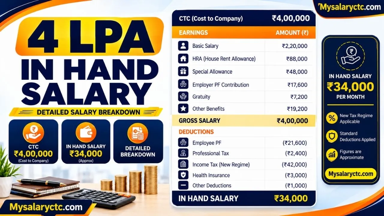 4 LPA In Hand Salary – Monthly Take-Home Pay, & CTC Breakup