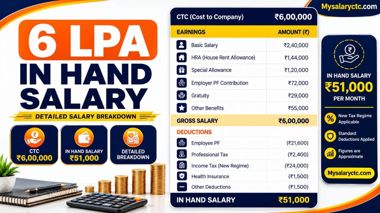 6 LPA In-Hand Salary: Monthly Take-Home, Tax & PF Breakup