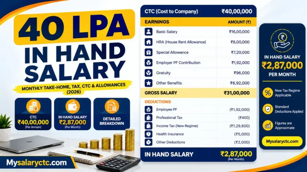 40 LPA In Hand Salary: Monthly Take-Home, Income Tax & CTC Breakdown