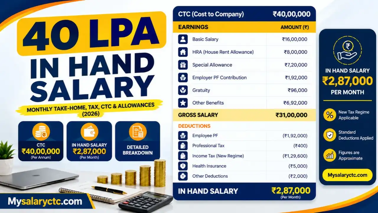 40 LPA In Hand Salary: Monthly Take-Home, Income Tax & CTC Breakdown