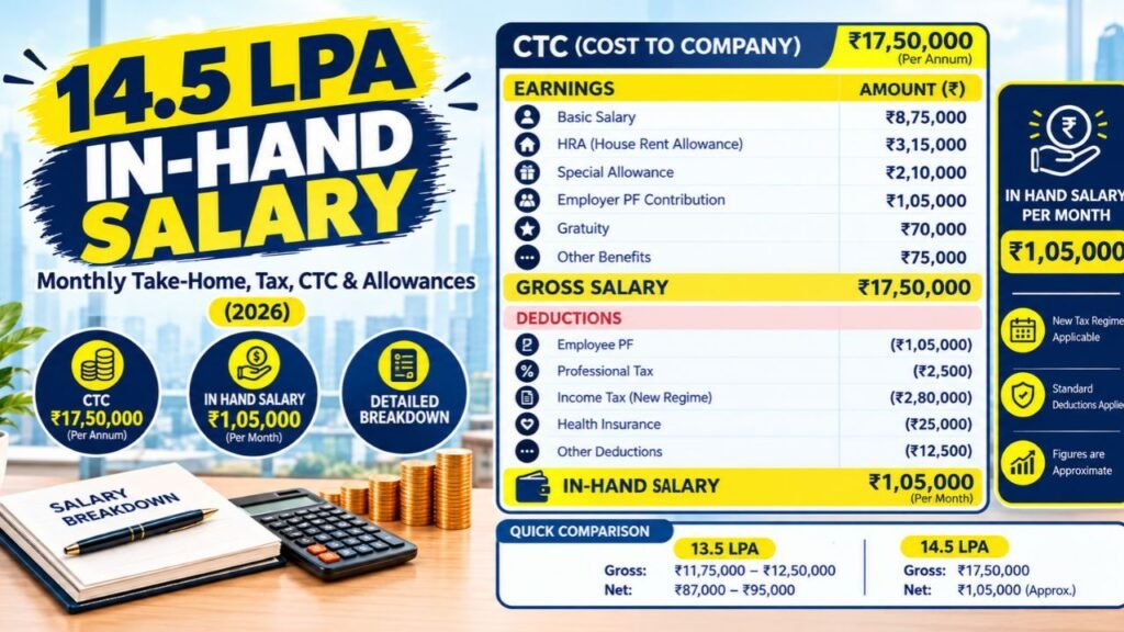 14.5 LPA In Hand Salary 2026: Monthly Take-Home, Tax & PF